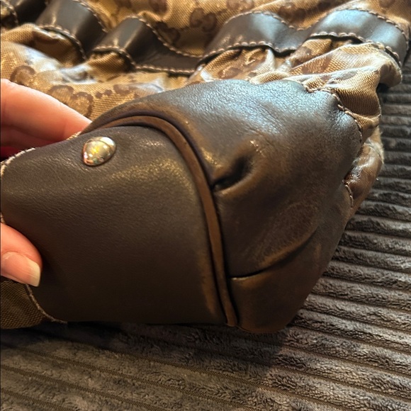 Gucci Crystal Tan & Dark Brown Monogram Hobo Shoulder Bag - Picture 3 of 16